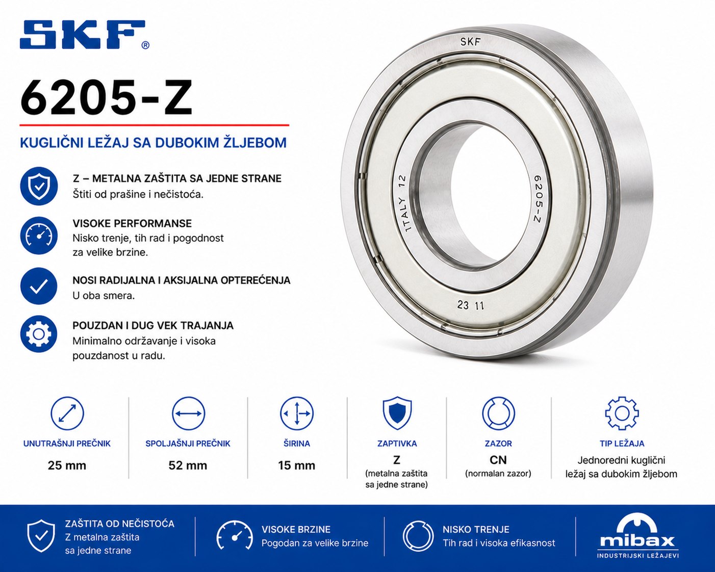 Lezaj SKF 6205-Z