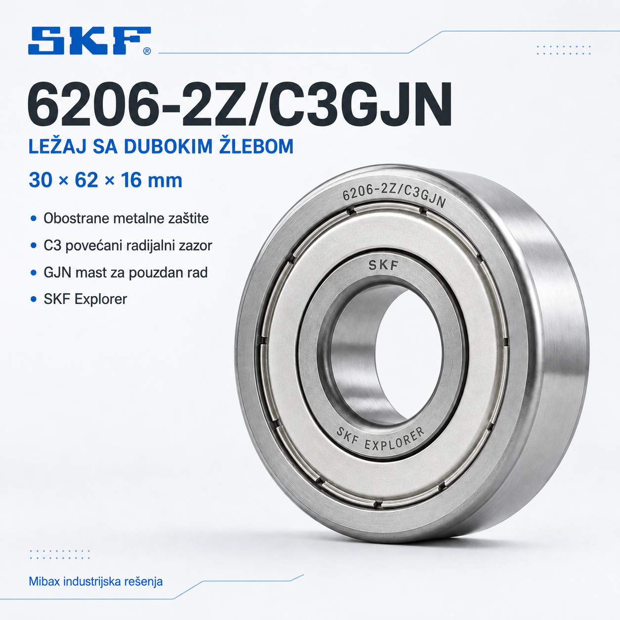 Lezaj SKF 6206-2Z/C3GJN