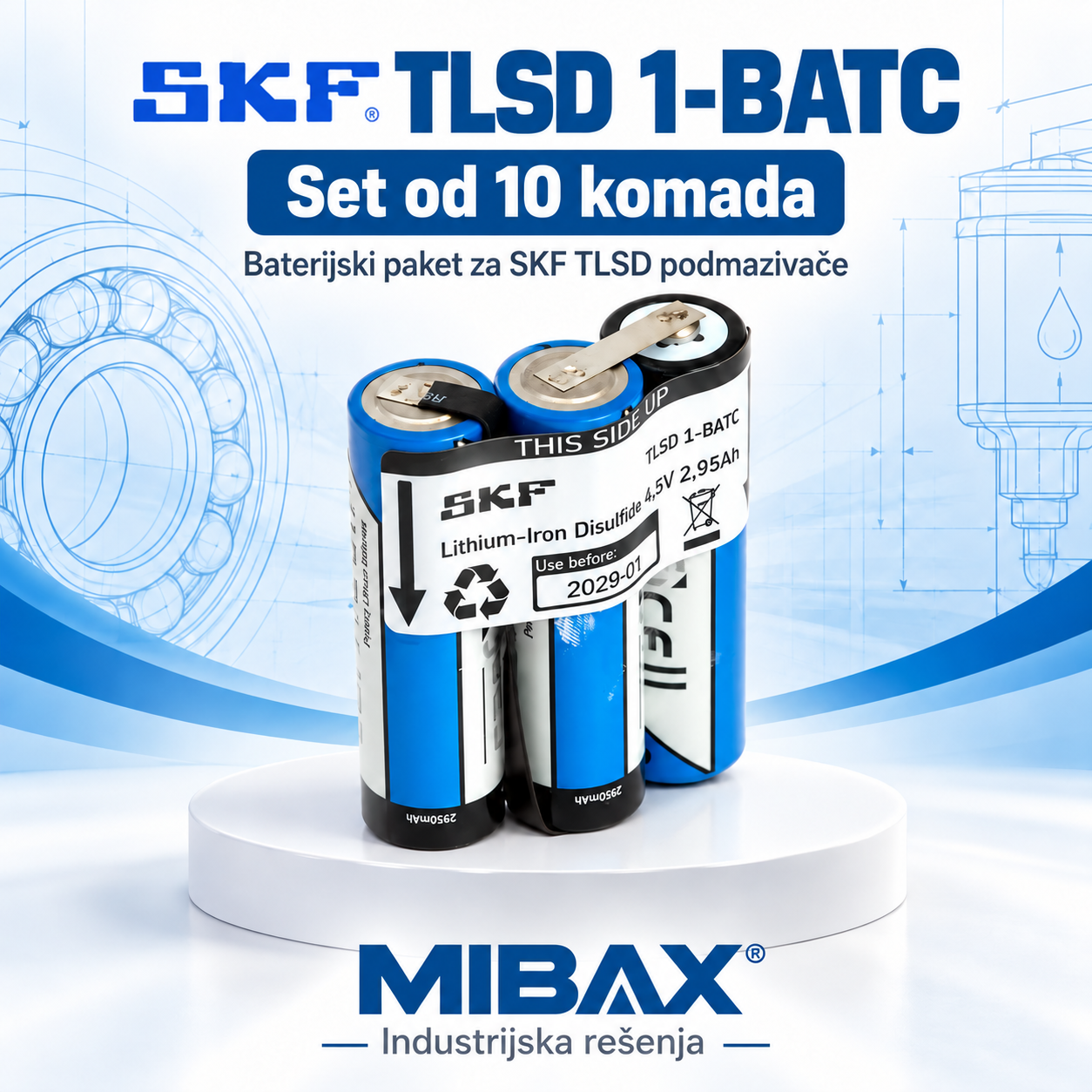 SKF TLSD 1-BATC baterijski paket za automatske podmazivače, set od 10 komada – Mibax