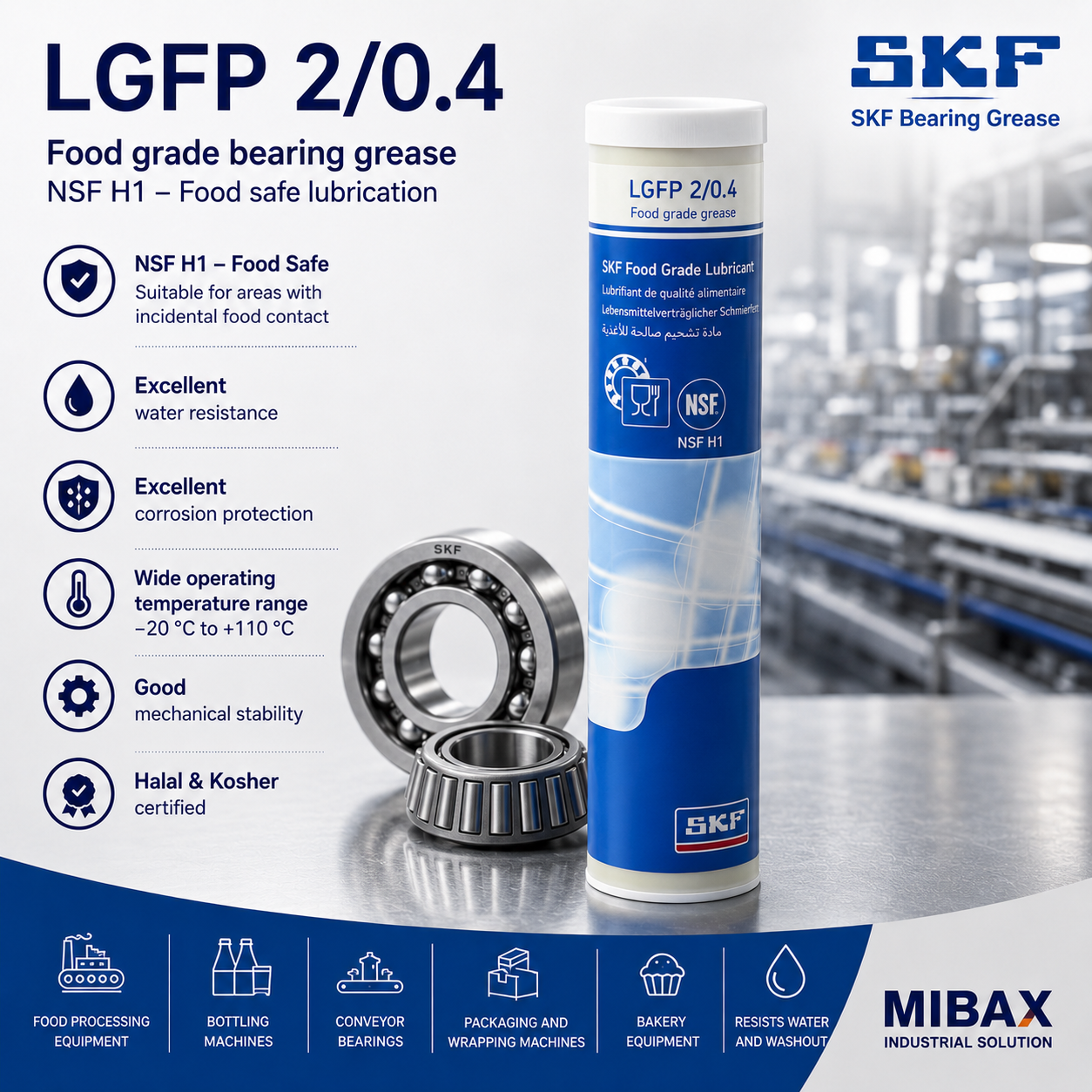 SKF LGFP 2/0.4 prehrambena mast za ležajeve NSF H1 400 g