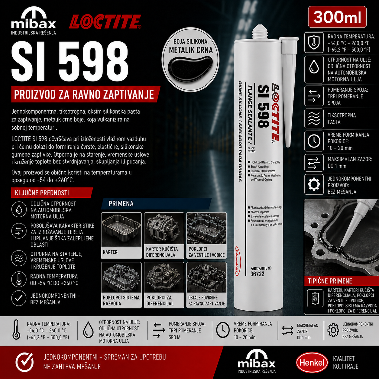 LOCTITE SI 598 BK CR300ML