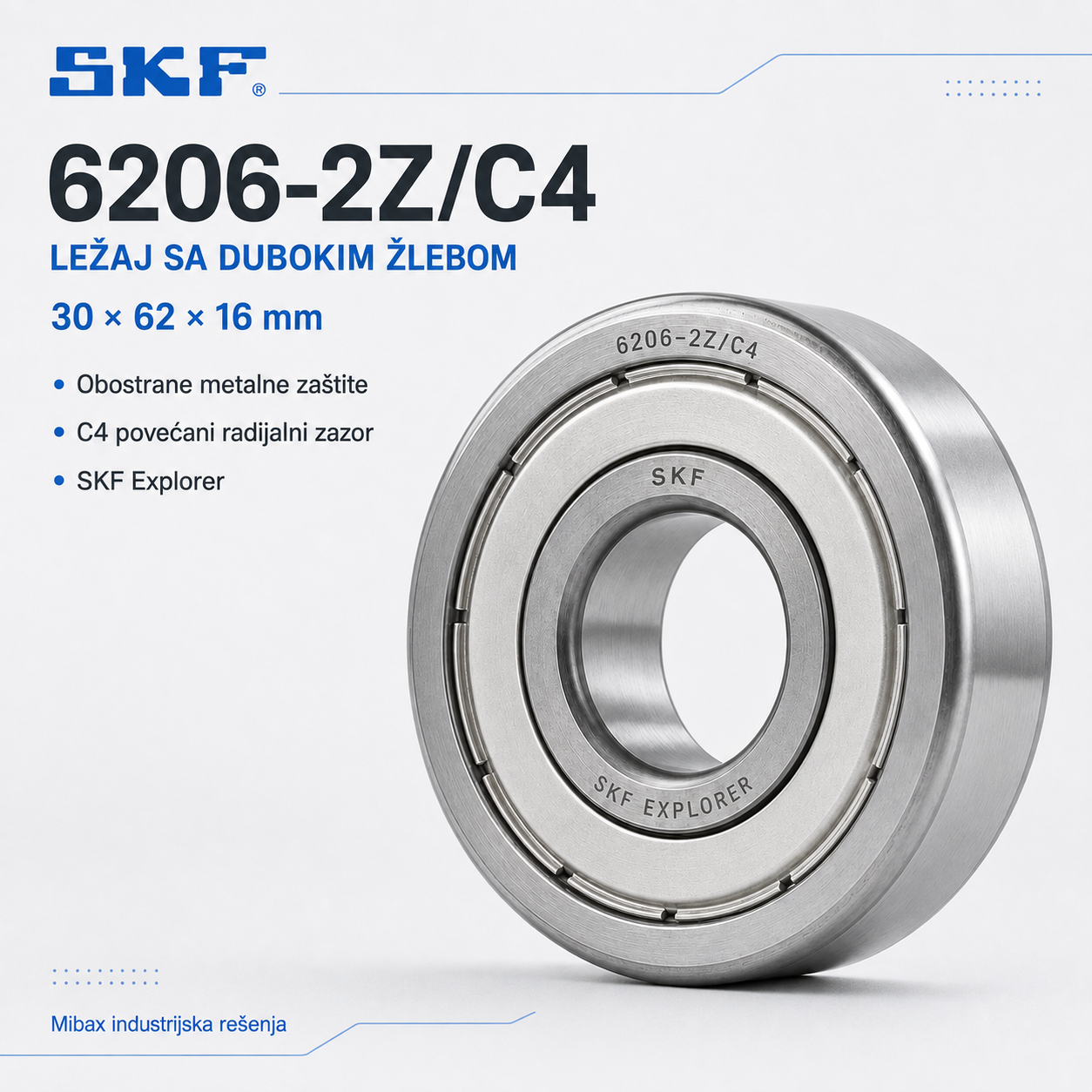 Lezaj SKF 6206-2Z/C4