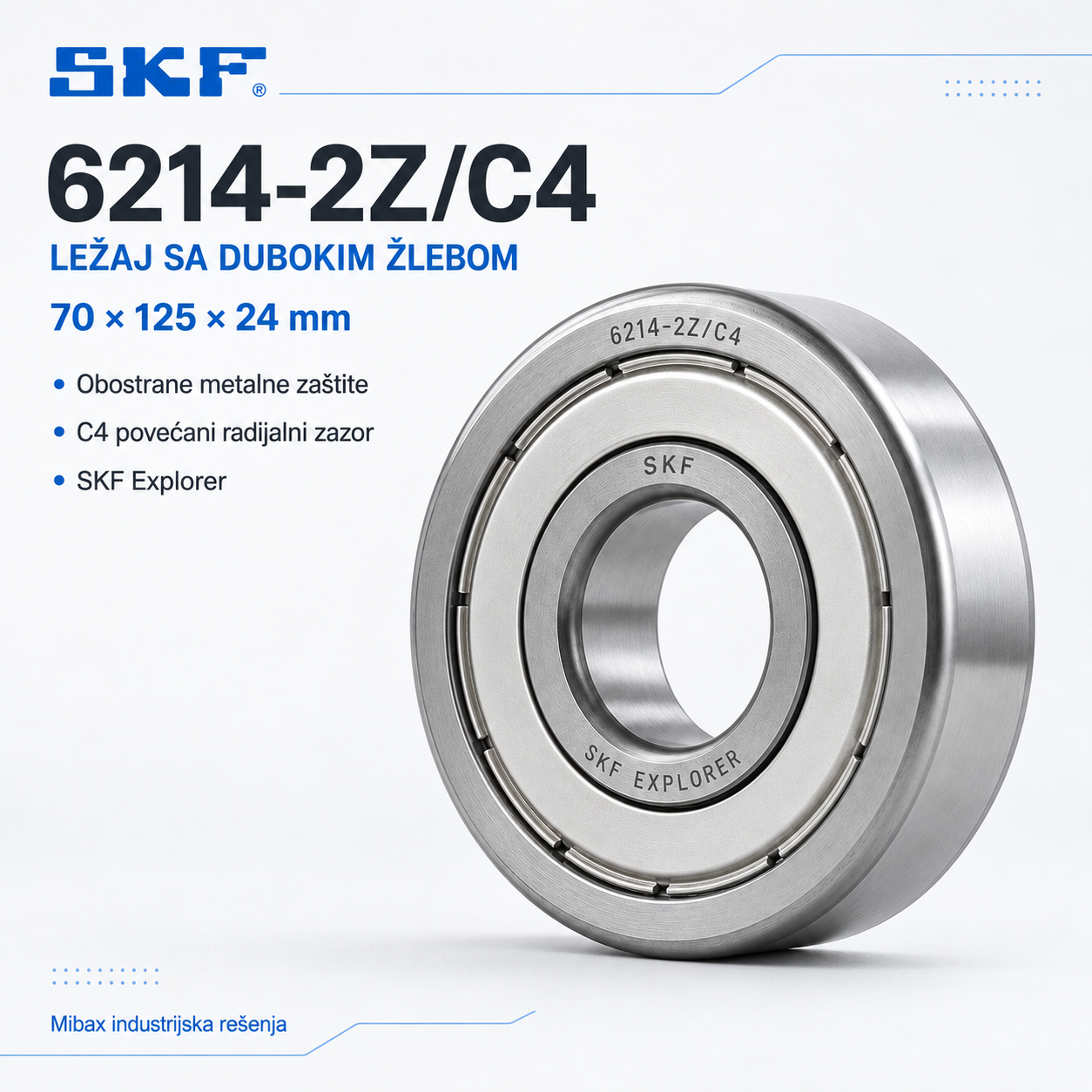 Lezaj SKF 6214-2Z/C4