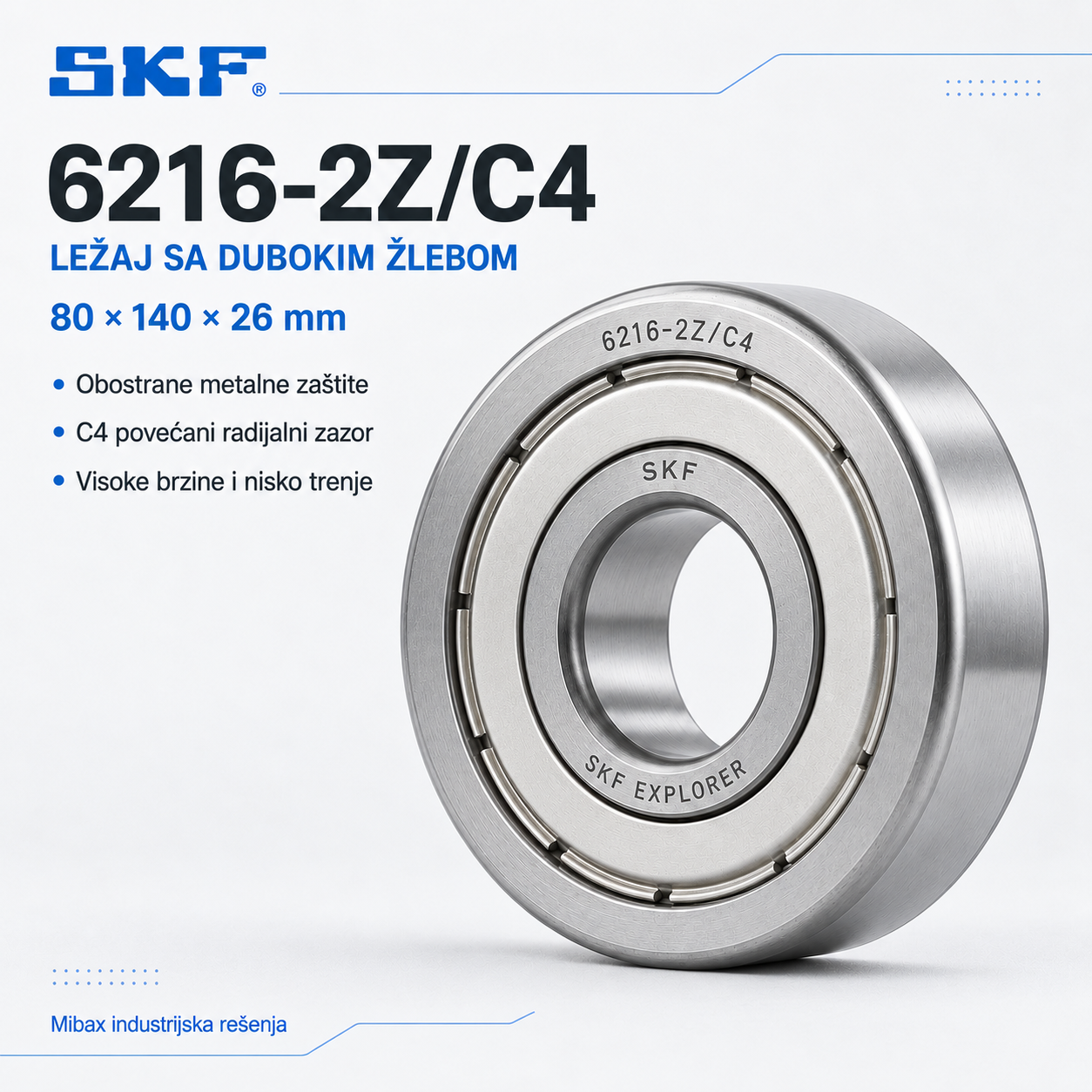 Lezaj SKF 6216-2Z/C4