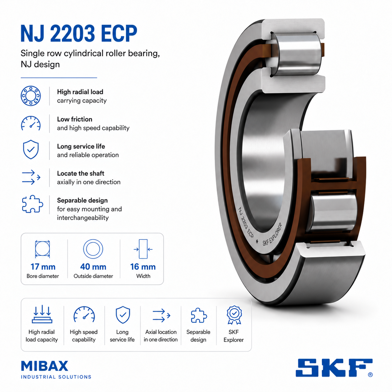 Lezaj SKF NJ 2203 ECP