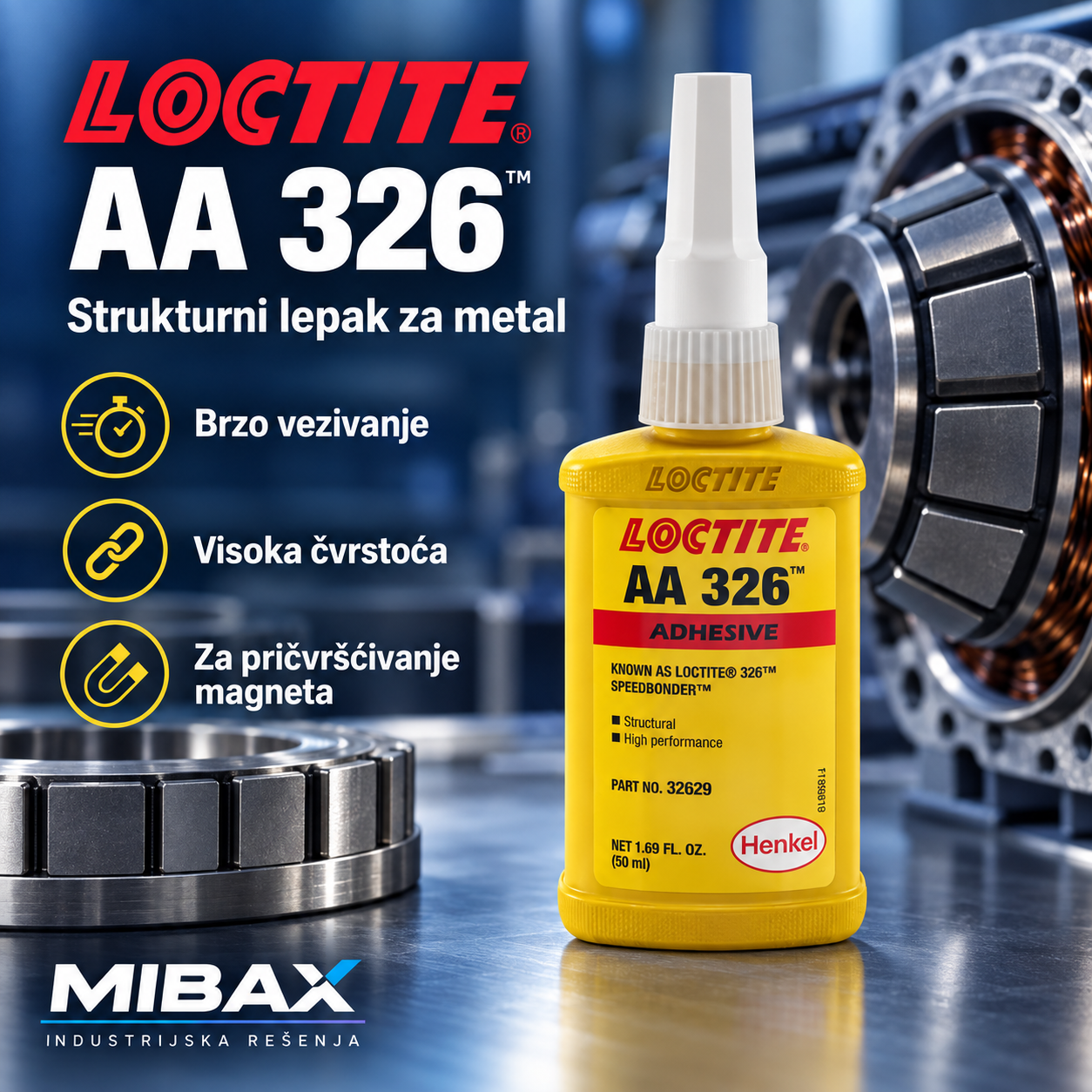 LOCTITE AA 326 strukturni lepak za metal i pričvršćivanje magneta – Mibax
