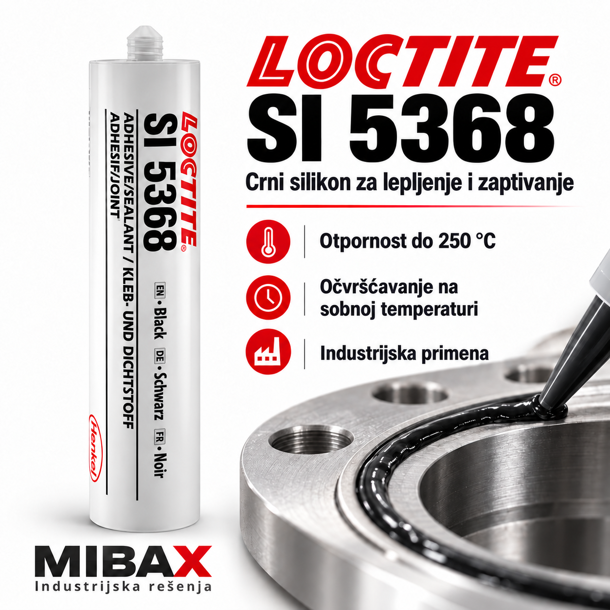 LOCTITE SI 5368 – crni silikonski lepak i zaptivač otporan na visoke temperature