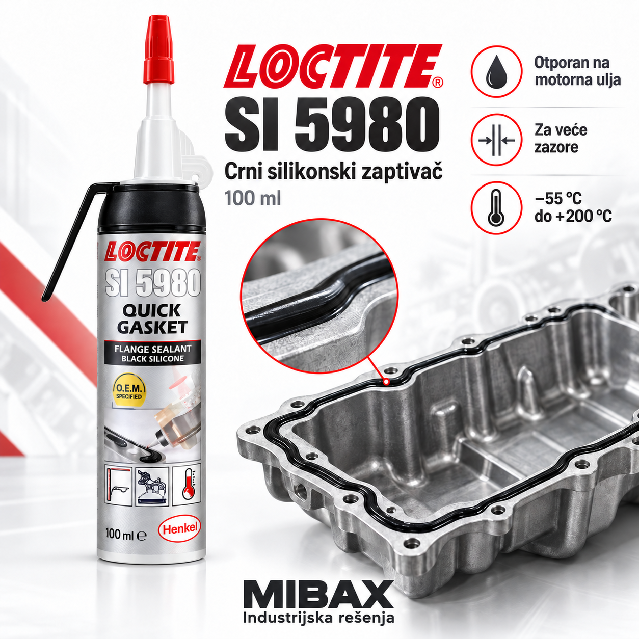 LOCTITE SI 5980 100 ml – crni silikonski zaptivač otporan na ulje