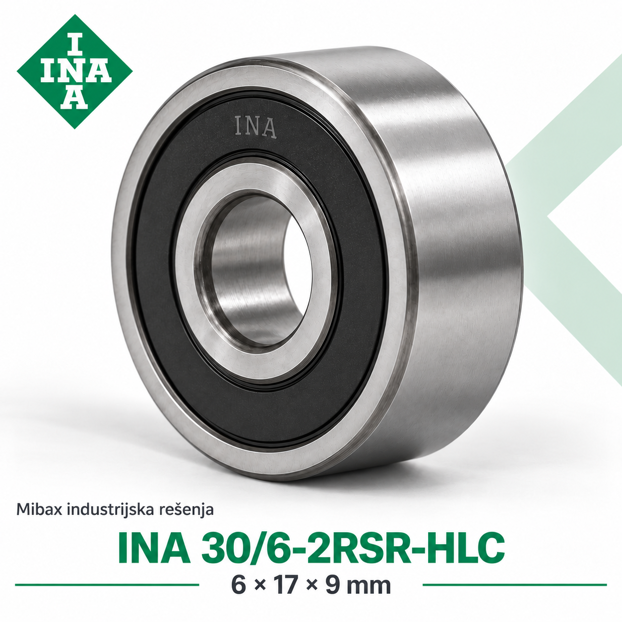 INA 30/6-2RSR-HLC – dvoredni kuglični ležaj sa kosim dodirom, 6 × 17 × 9 mm