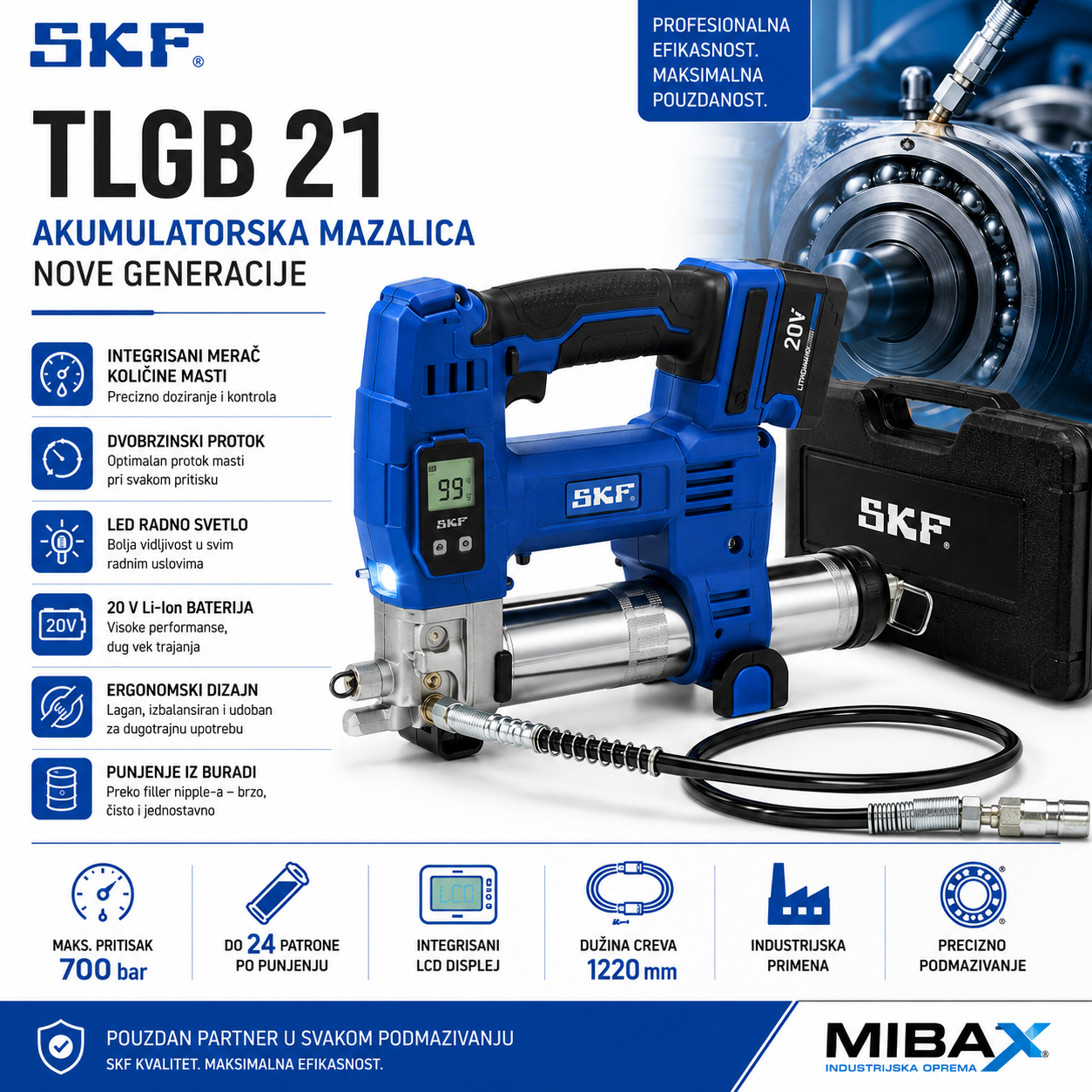 TLGB 21/230V SKF pištolj za mazanje na baterijski pogon
