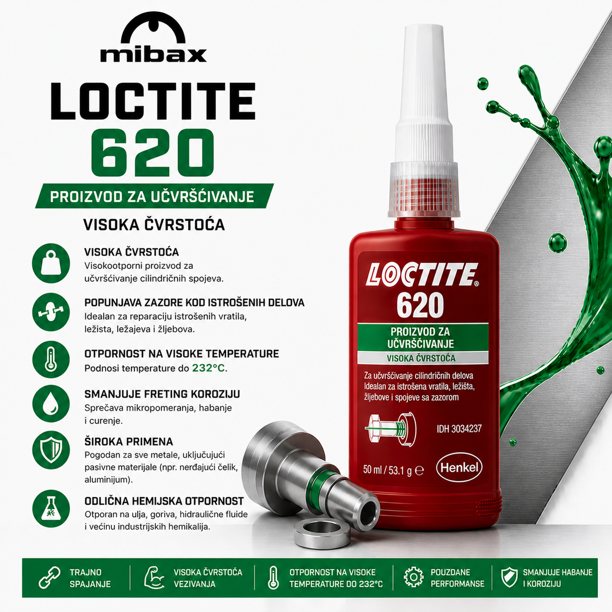 LOCTITE 620 50ml za visoke temperature
