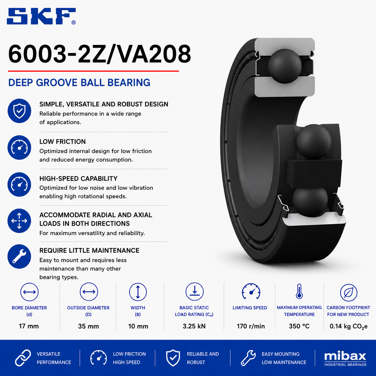 Lezaj SKF 6003-2Z/VA208