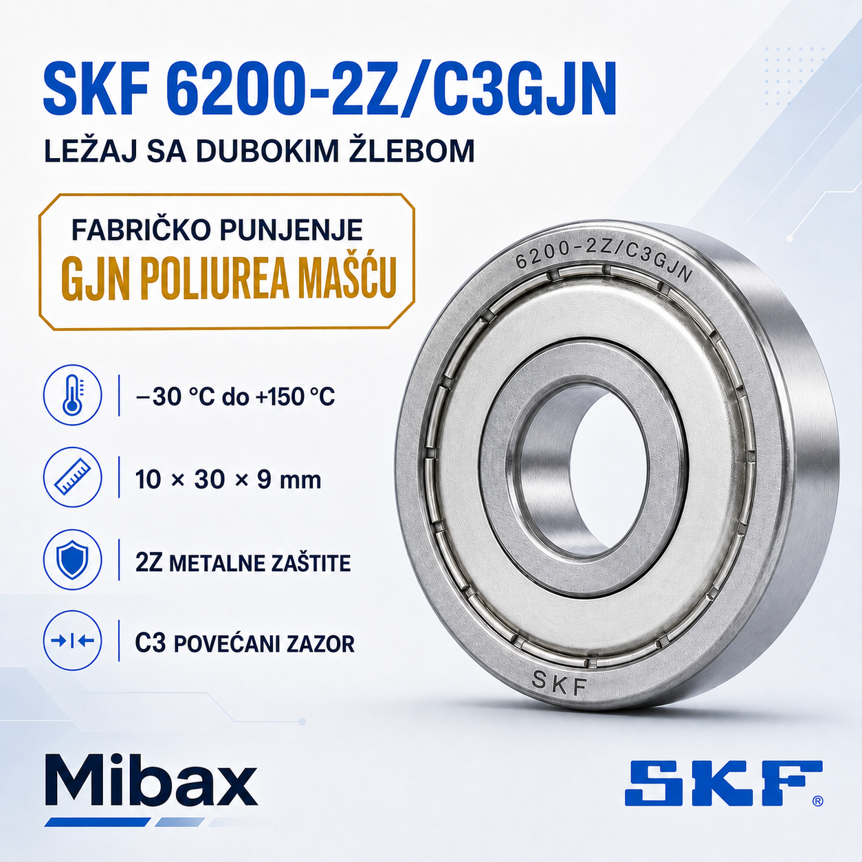 Lezaj SKF 6200-2Z/C3GJN