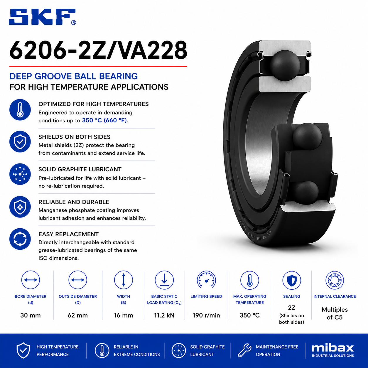 Lezaj SKF 6206-2Z/VA228