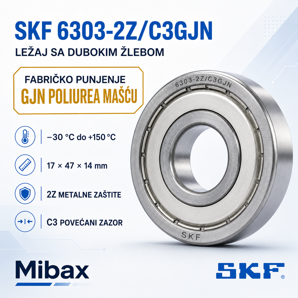Lezaj SKF 6303-2Z/C3GJN