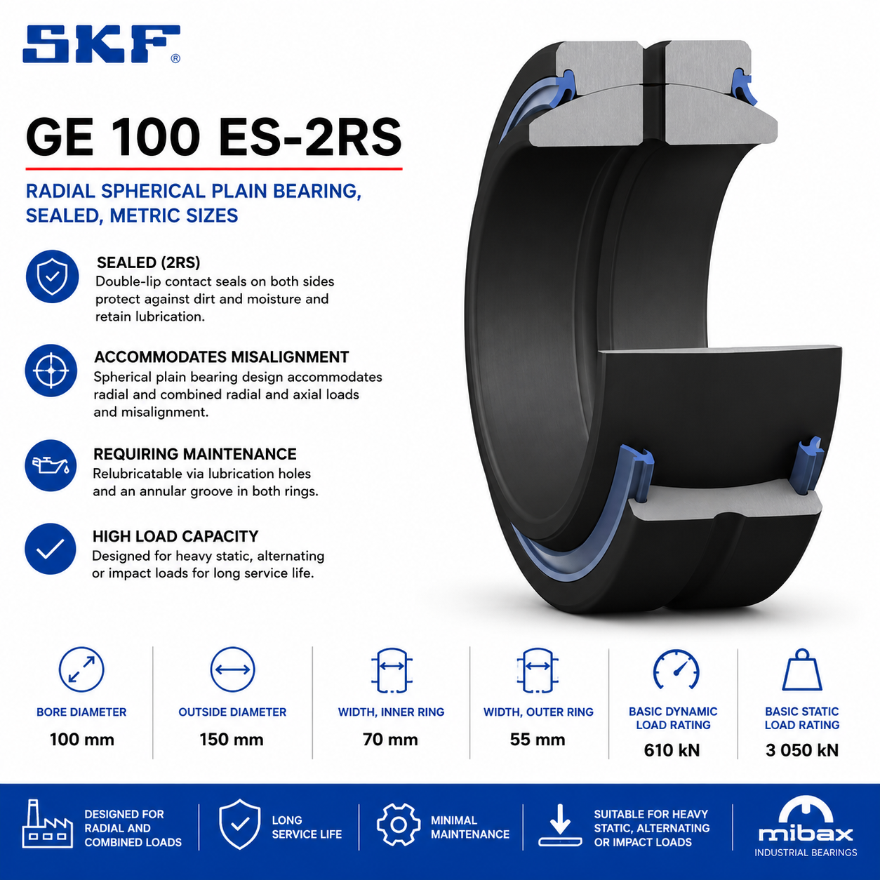 Ležaj SKF GE 100 ES-2RS