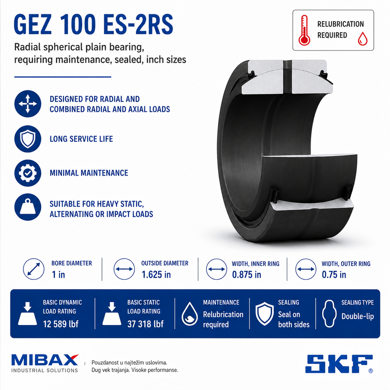 Ležaj SKF GEZ 100 ES-2RS