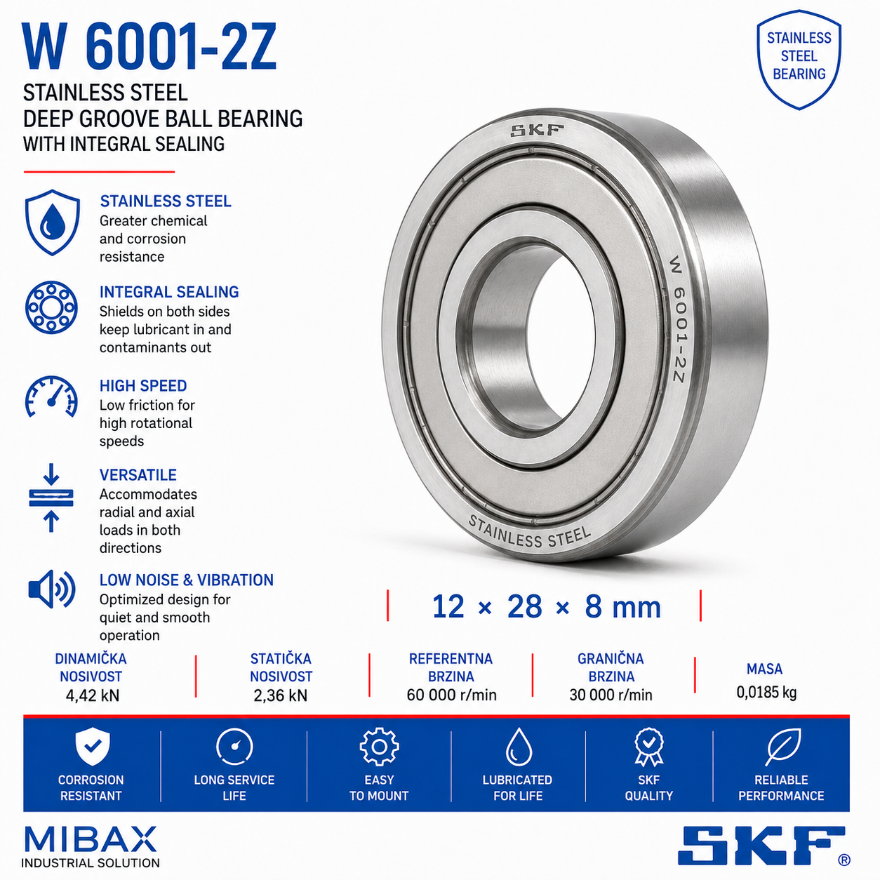 Ležaj SKF W 6001-2Z