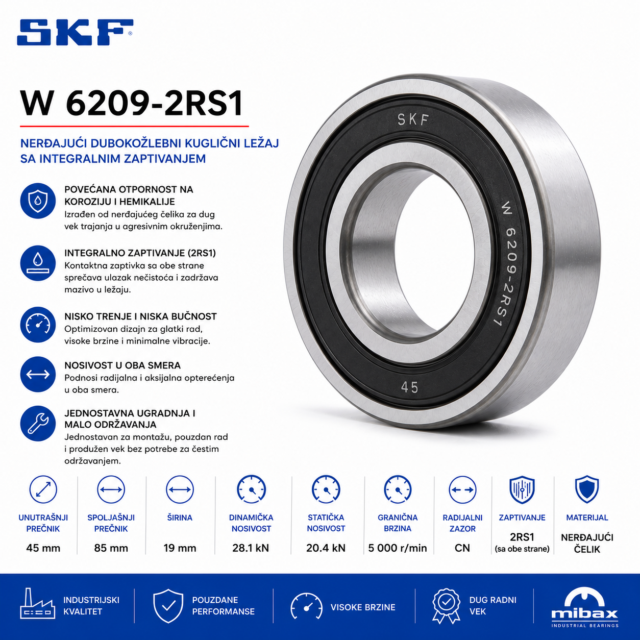 Lezaj SKF W 6209-2RS1