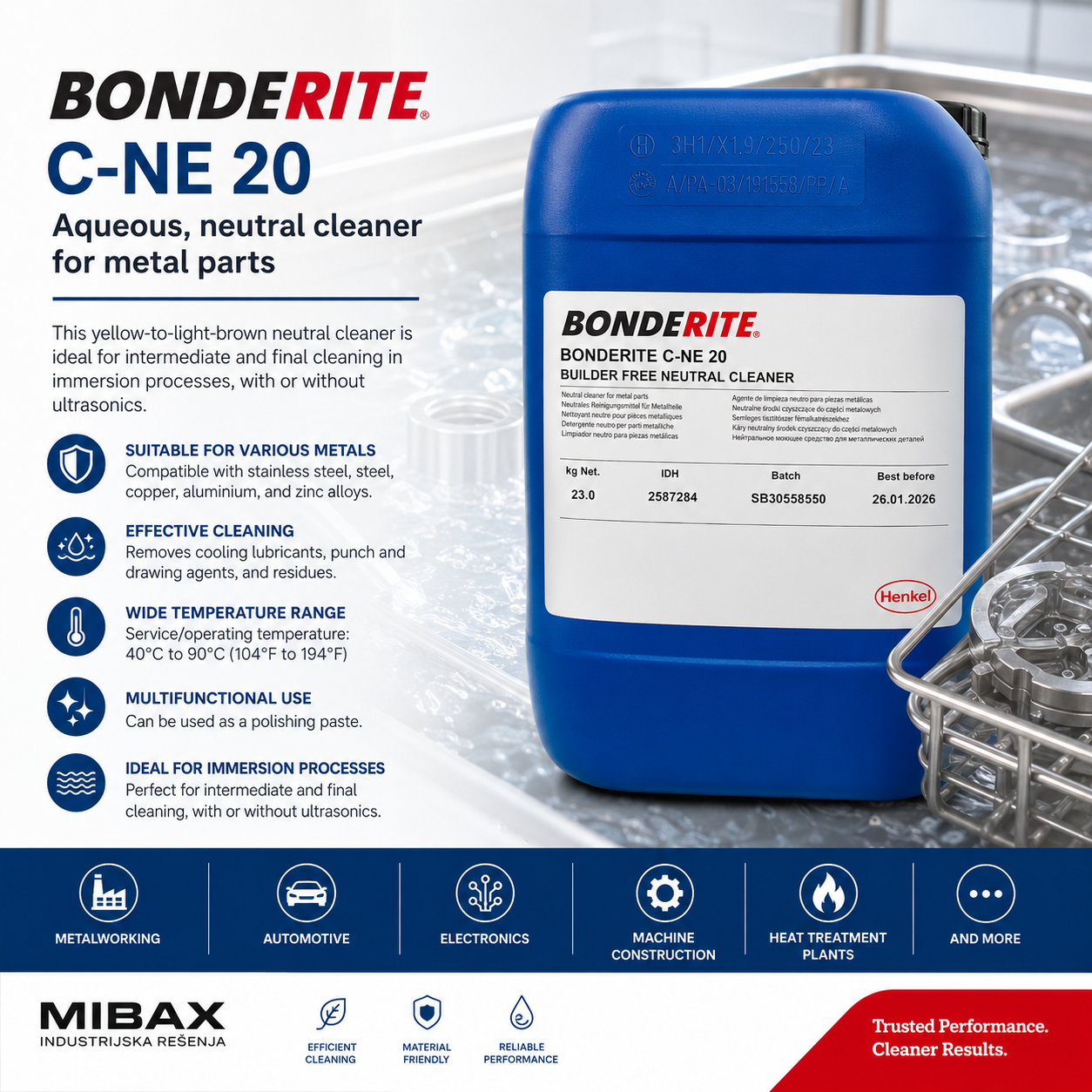 BONDERITE® C-NE 20 – Neutralni vodeni čistač za metalne delove