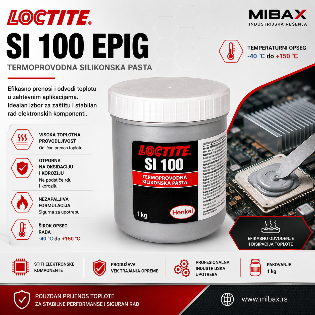 LOCTITE SI 100 EPIG termoprovodna silikonska pasta 1 kg