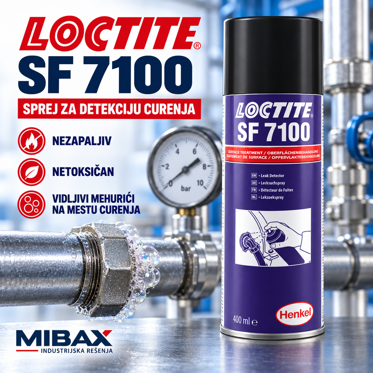 LOCTITE SF 7100 sprej za detekciju curenja gasa i vazduha