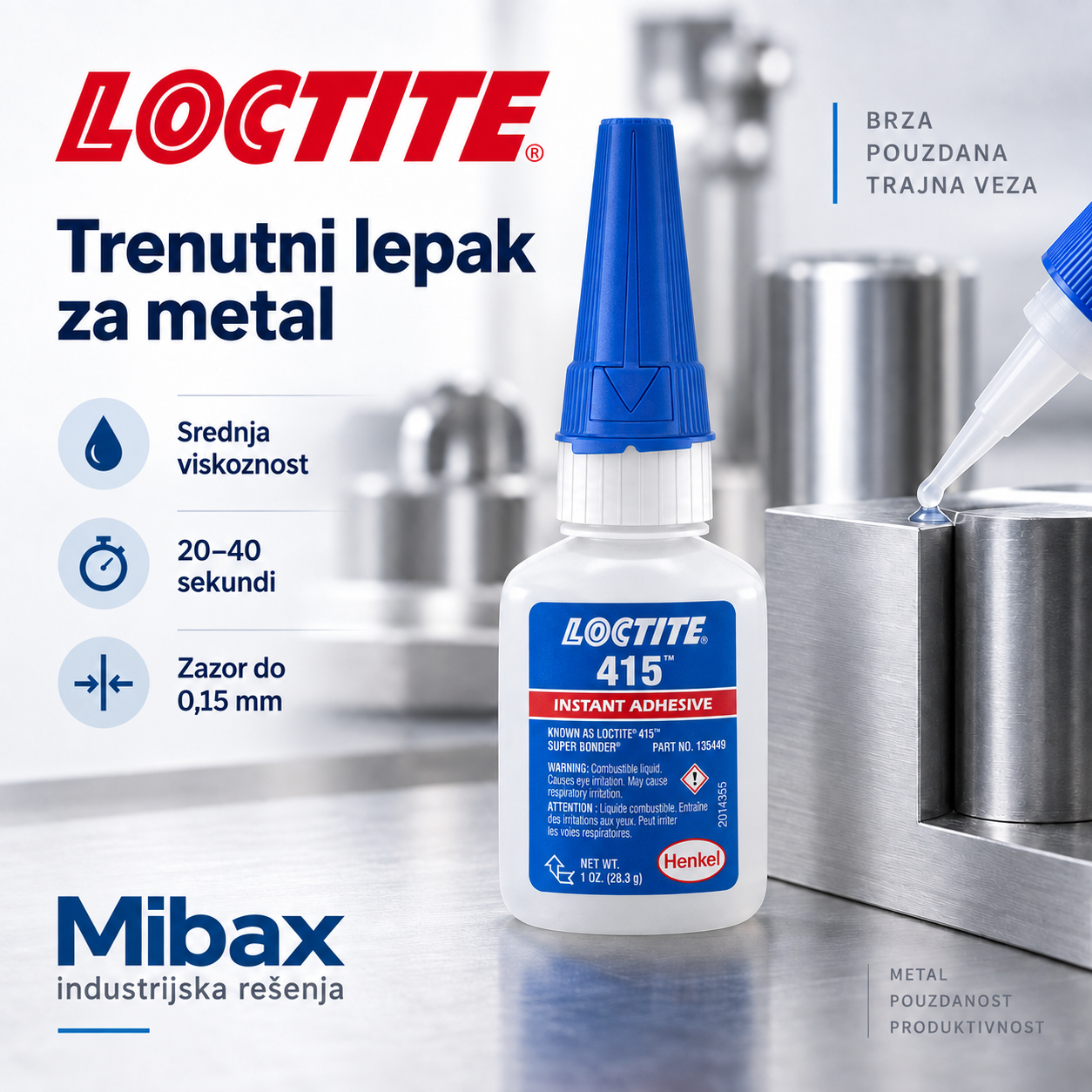 LOCTITE 415 – trenutno lepljenje metala