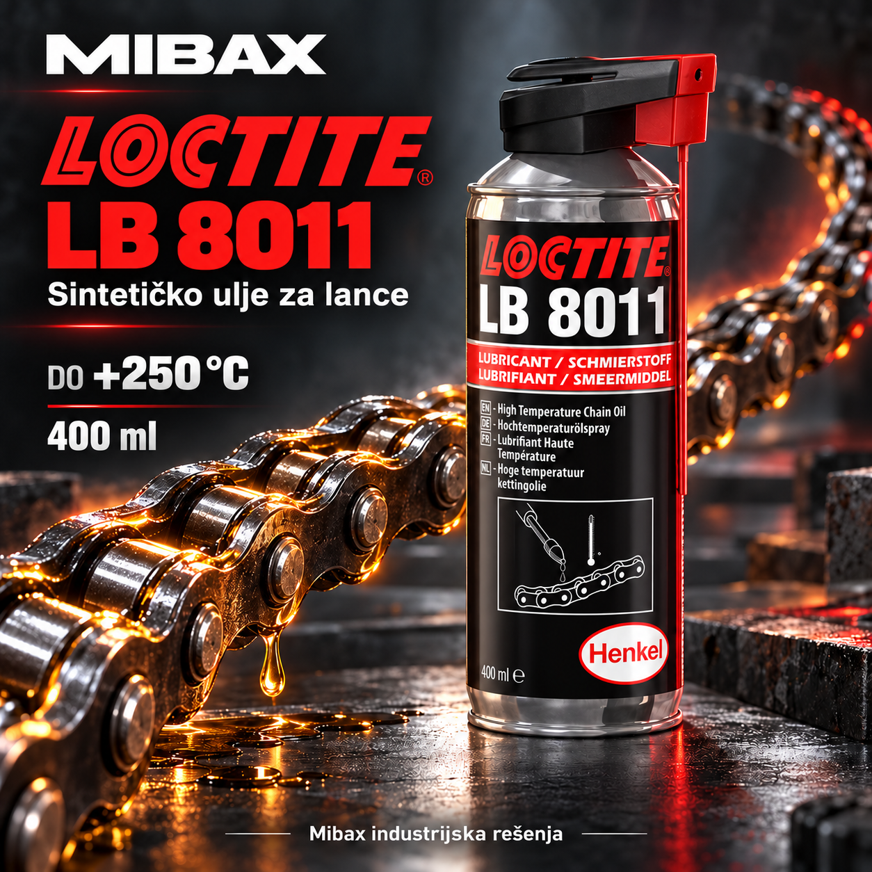 LOCTITE LB 8011 – sintetičko ulje za lance do +250 °C